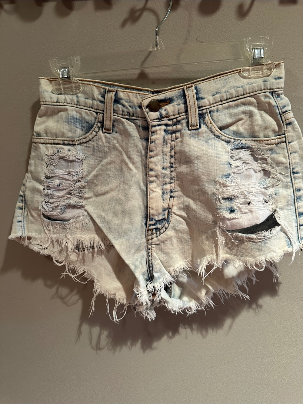 Light Acid-Wash Distressed Denim Shorts - Women